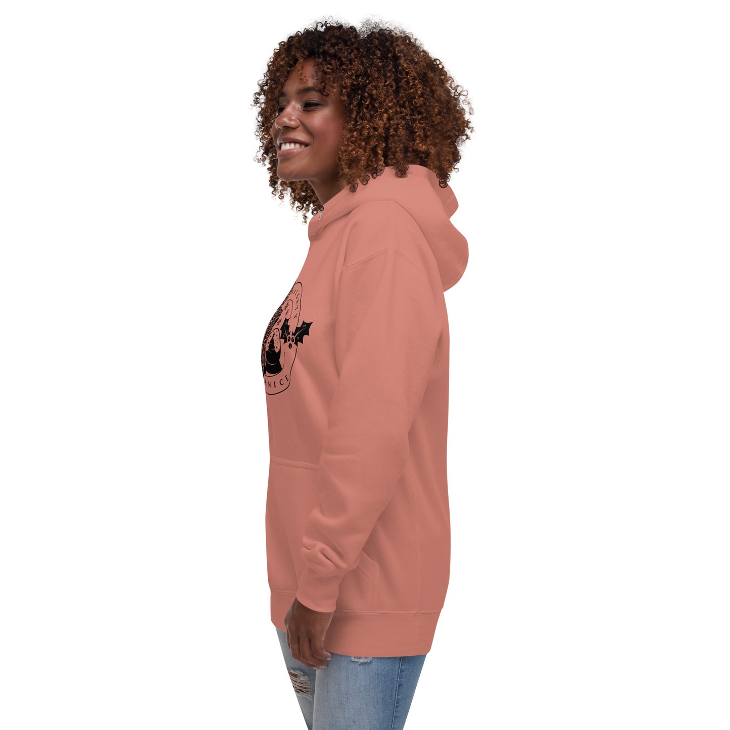 Naughty and Nice Skeleton Winter Christmas Skull Premium Unisex Hoodie