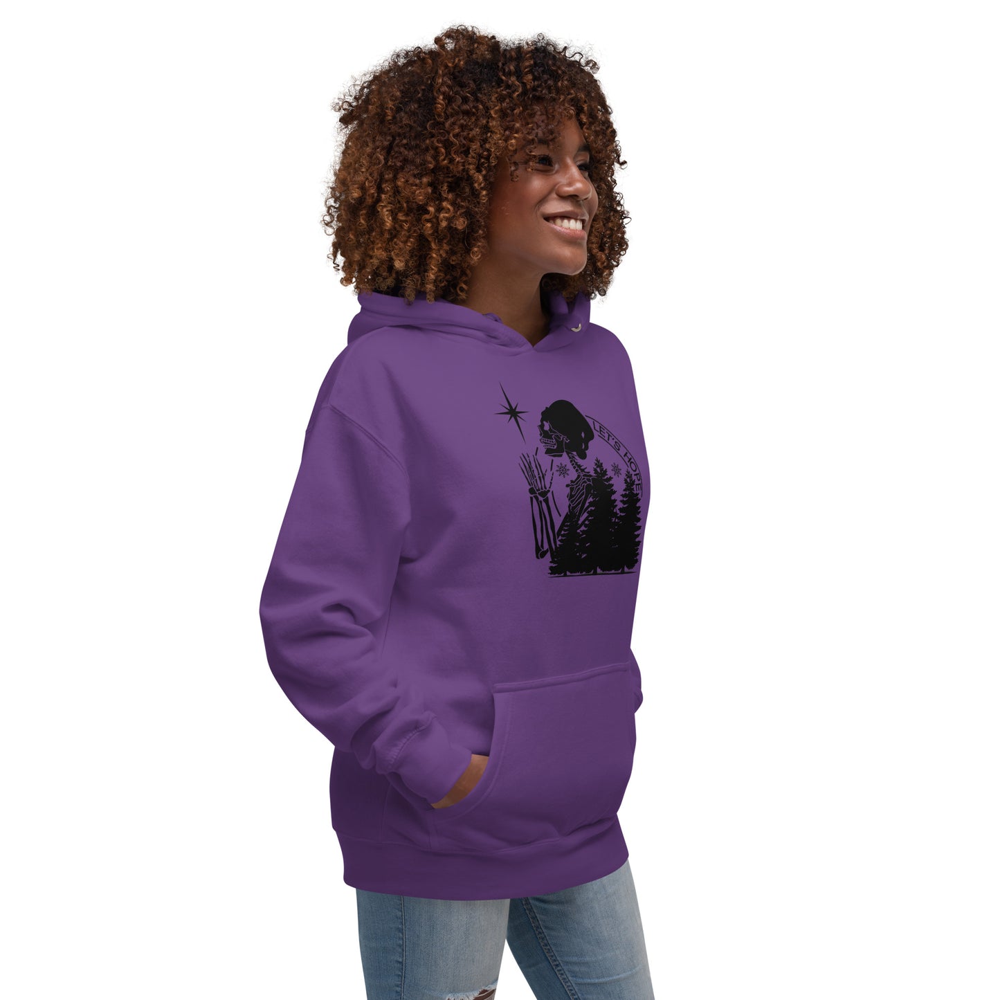 Lets Hope Spruce Tree Skeleton Praying Sarcastic Winter Christmas Unisex Hoodie
