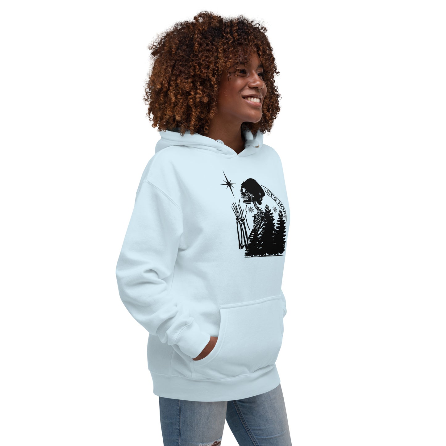 Lets Hope Spruce Tree Skeleton Praying Sarcastic Winter Christmas Unisex Hoodie