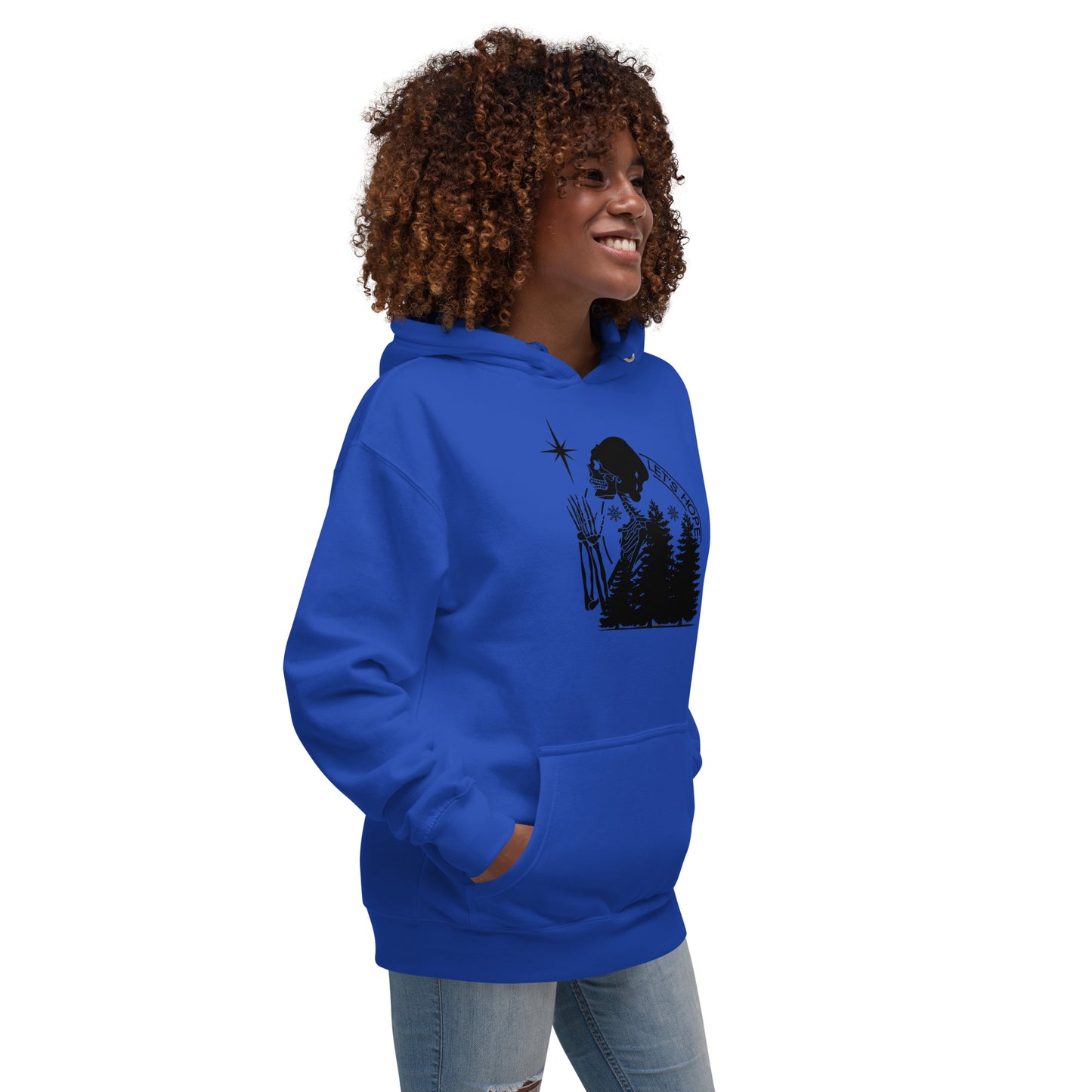 Lets Hope Spruce Tree Skeleton Praying Sarcastic Winter Christmas Unisex Hoodie